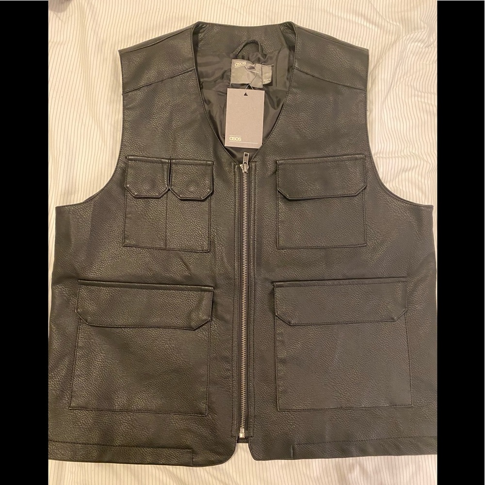 ASOS brand faux leather utility vest